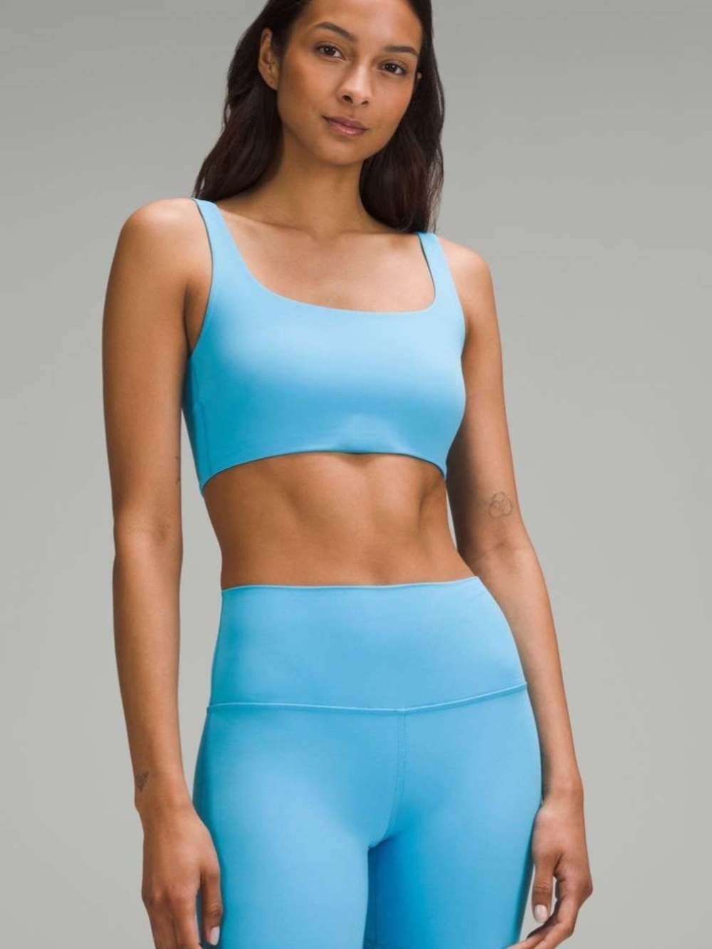 Sky-Blue Scoop Sports Bra